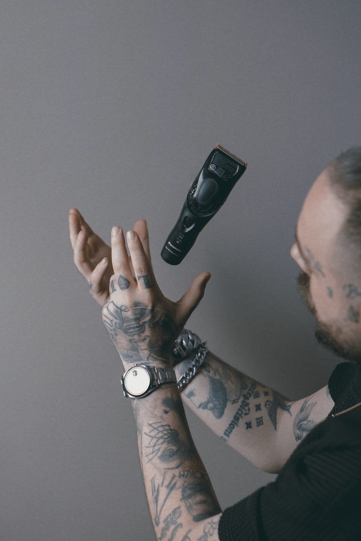 Barber with professional clippers